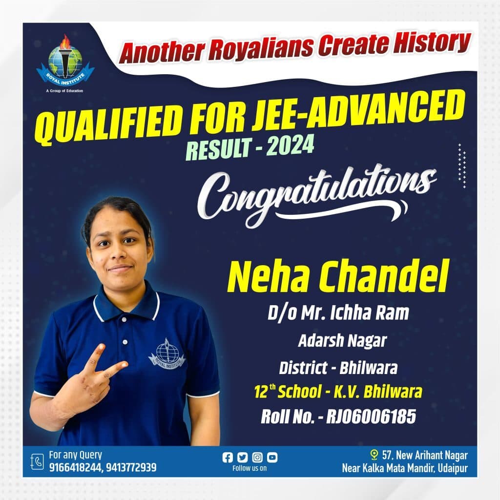 Royal Institute student celebrates qualifying for JEE Advanced in 2024